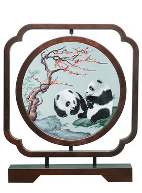 苏绣摆件手工双面图案刺绣摆台送礼中国风工艺品U外国人高端礼品