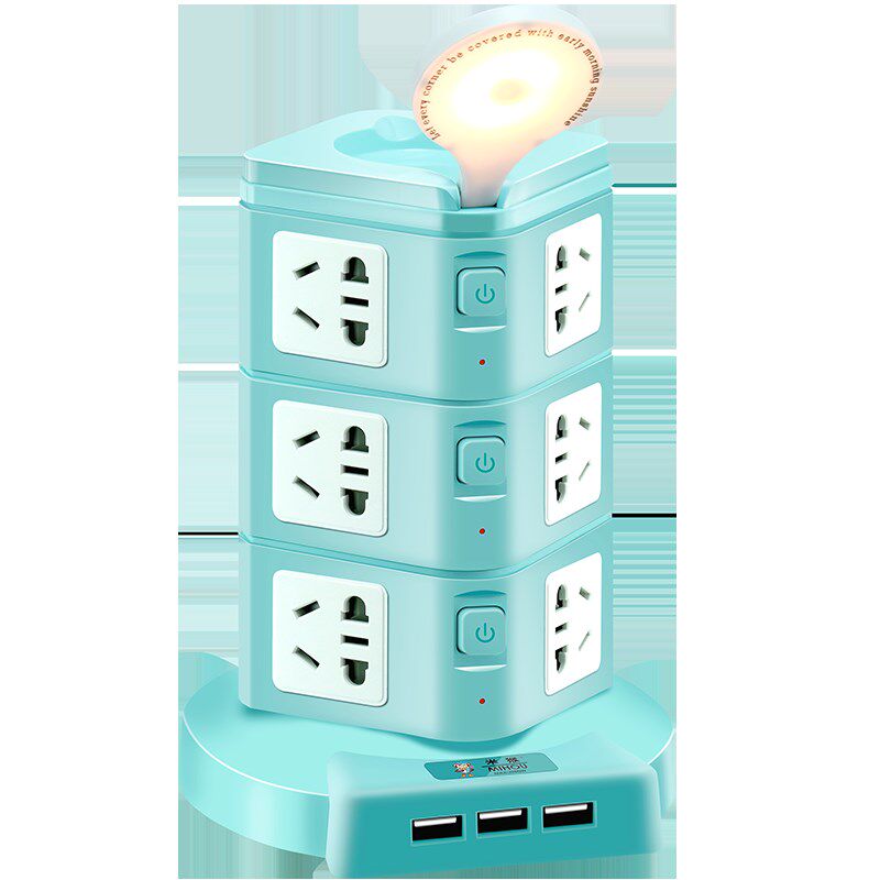 家用办公立体立式牛插座面板多孔多功能H排插板带线usb转换器插排