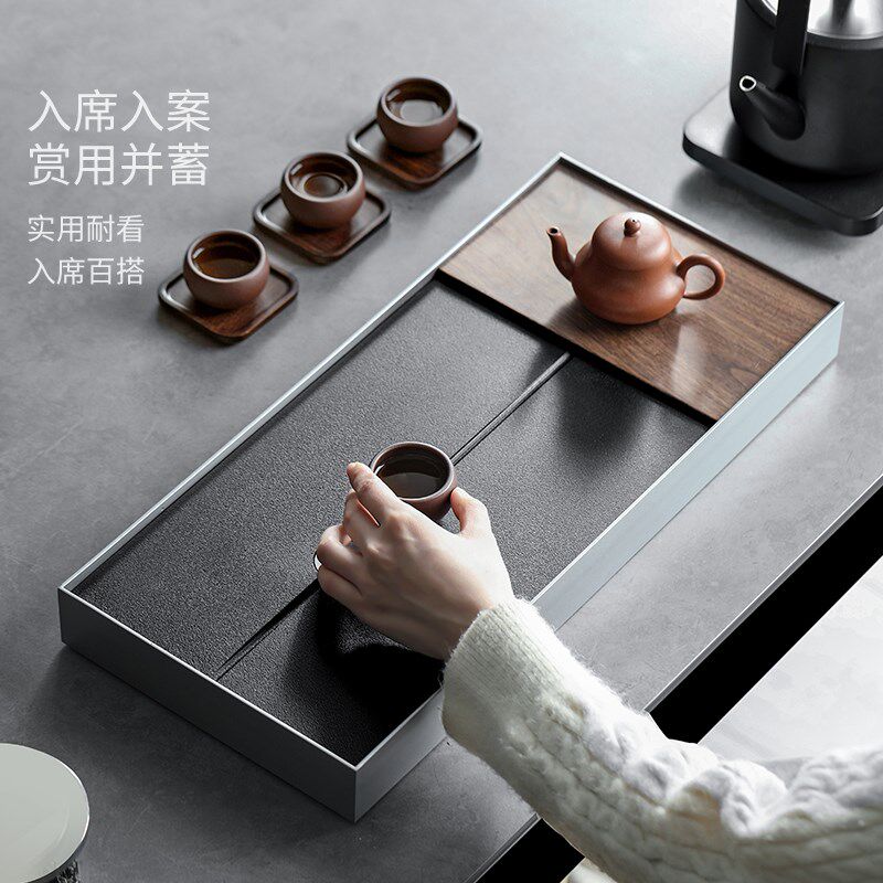 天然乌金石茶盘客厅家用高s档小型蓄水储水式2024新款茶台茶几托