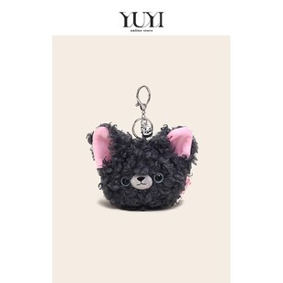 YUYI可爱毛绒德文猫小猫咪零钱包书I包挂件钥匙扣收纳耳机包女