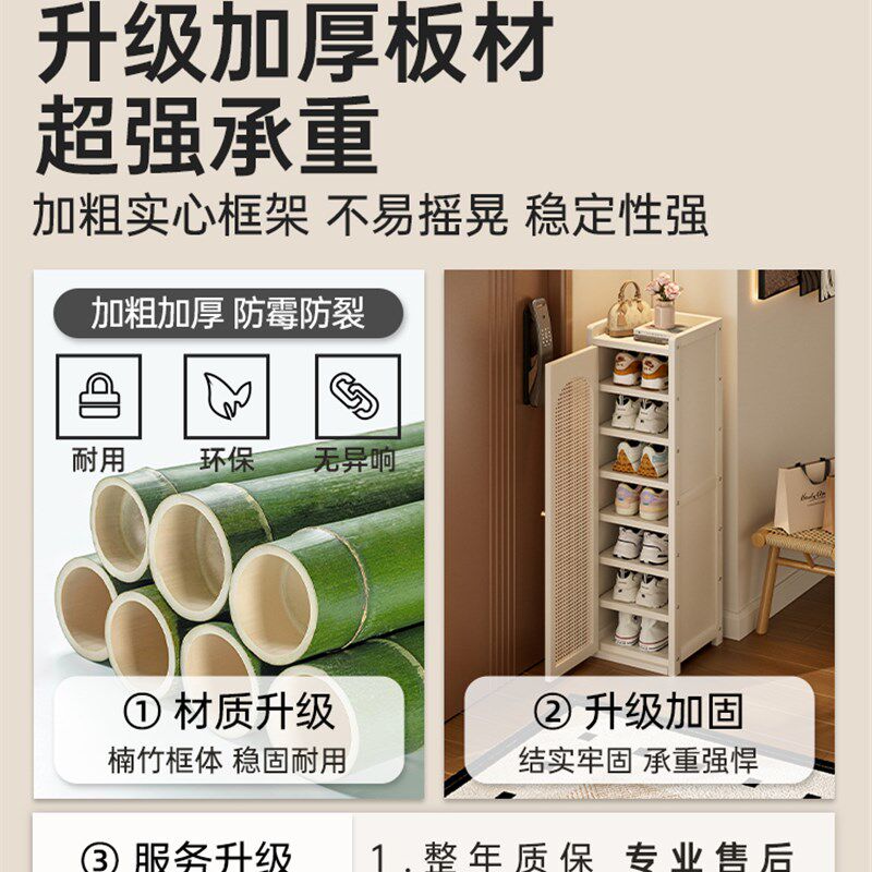 鞋架入户门窄小多层家用门口鞋柜简易带门室内好看2T025新款收纳