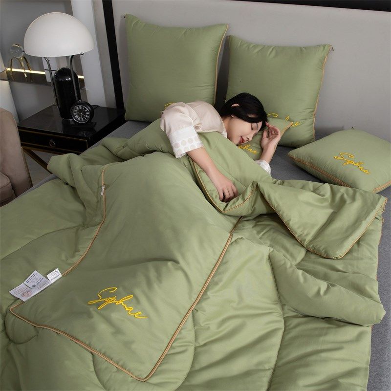 全棉 抱枕被子两用高档车载毯子二合一午睡折叠空U调枕头被办公室