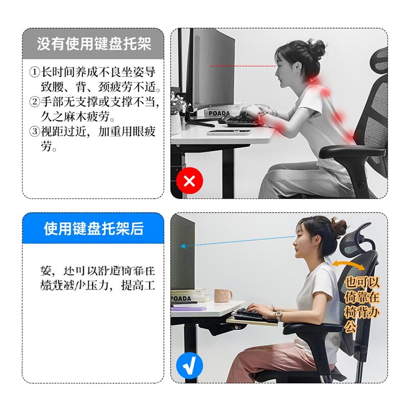 键盘托架桌下抽屉滑轨托盘人体工学电脑H办公桌面鼠标转角加装支