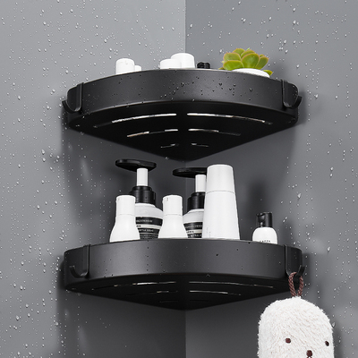 浴室304不锈钢卫生间置物架洗澡间免打孔收纳三脚架双层角架角蓝