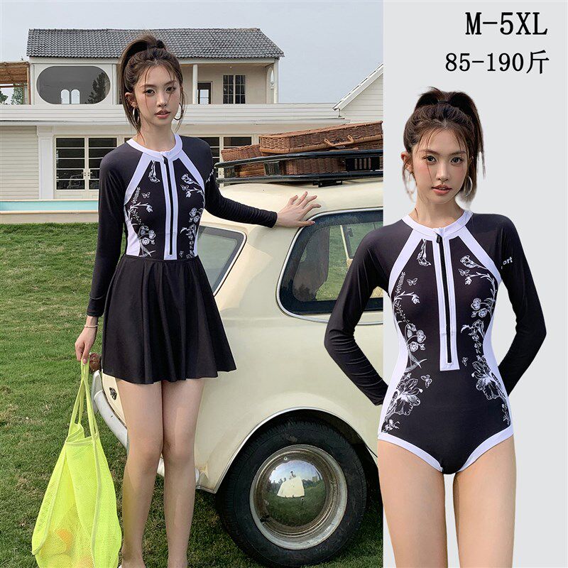 2025新款竞速泳衣女款连体三角大码微胖女孩游泳U馆专用长袖游泳