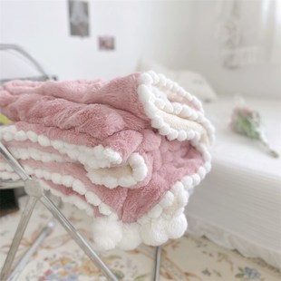 特别豆沙蜜糖毛毯冬季加厚盖毯高级感兔兔绒小毯子沙发床上用