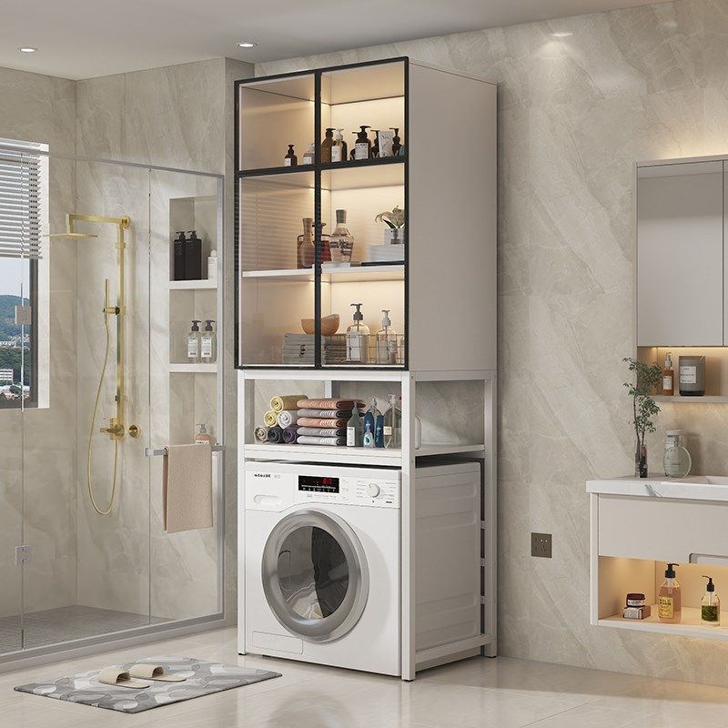 洗衣机置物架落地阳台上方多功能洗衣柜浴室翻P盖滚筒收纳储物架