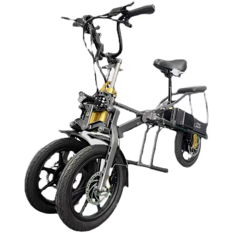 倒三轮电动自行车亲子车接送孩子不倒翁代步车便携折叠式旅游房车