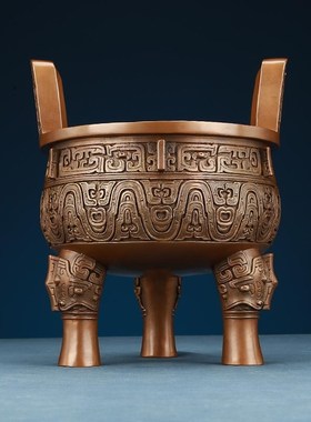 紫铜克鼎摆件纯铜鼎开业礼品千秋鼎盛中式家居客厅办公室装饰摆件