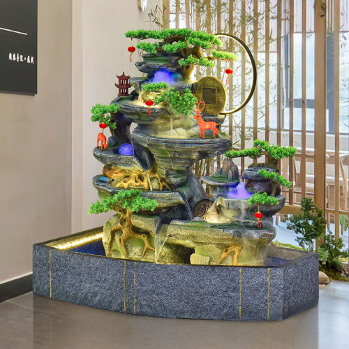 庭院阳台假山流水鱼池摆件办公室喷泉循J环水造景装饰招财开业礼