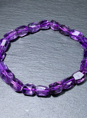 S936 d天然紫水晶手链刻面原石随行净体6/8mm不规则首饰礼物