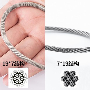 304不锈钢防旋转钢丝绳19 7结构柔软起重钢丝绳3 8mm8m 新品