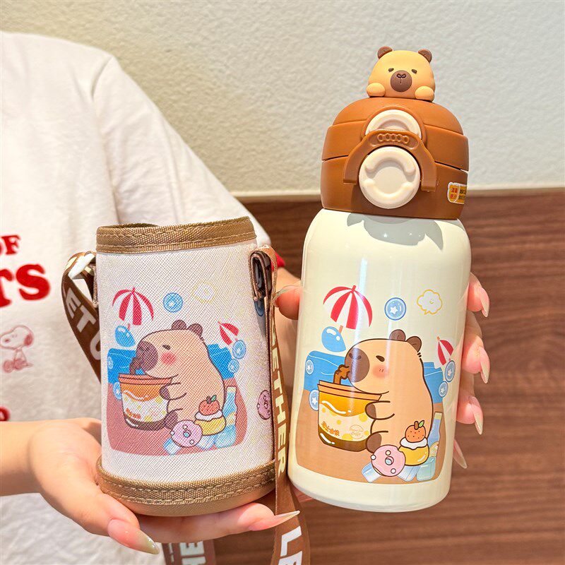 水杯儿童保温杯男女孩吸管杯带杯套防F摔小学生幼儿园上学专用水