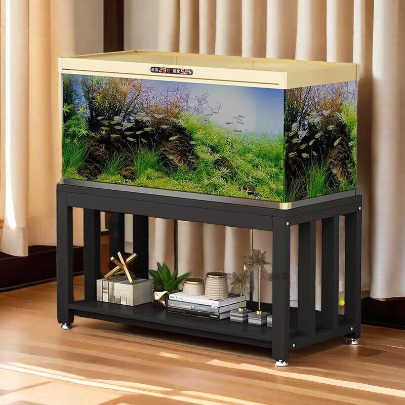 鱼缸架子双层底座底柜客厅鱼缸底架铁艺落地置物架鱼缸桌承重底座