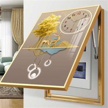 电表箱装饰画带钟表竖款时钟竖版配电箱遮挡挂画开关盒弱电箱定制