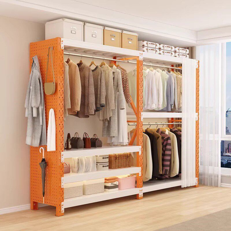 货架衣柜简易组装卧室房间衣帽间收纳架子落地开放步入式角钢衣架