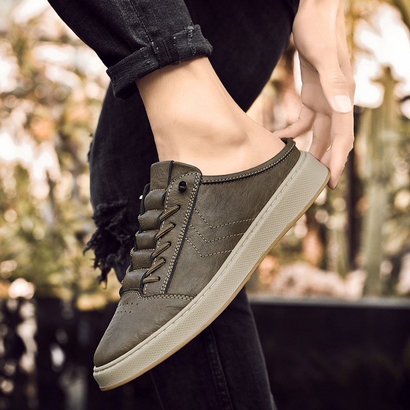 大码半拖鞋男45码懒人鞋46码男士夏季外穿软底无后跟休闲鞋潮