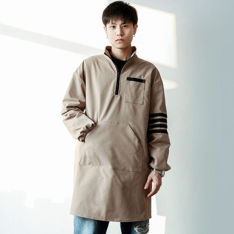 防水长袖围裙时尚罩衣家用厨房女反穿衣画画工作服男加厚大褂印字