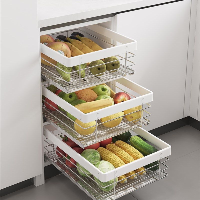 米司库厨房不锈钢窄柜拉篮小尺寸多层抽屉式调味水果蔬菜拉篮52深,家装主材,拉篮,淘宝优惠券,粉丝福利购,淘宝优惠卷