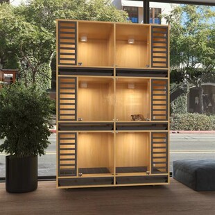 狗笼子实木展示柜子宠物店寄养繁育小F型中型狗别墅带托盘小宠笼