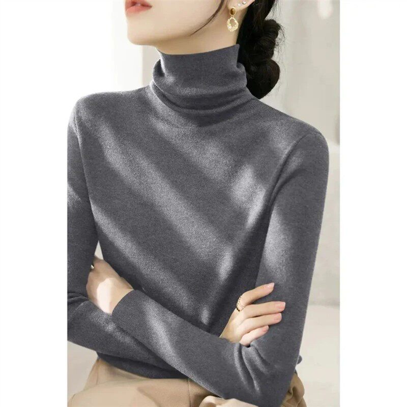 唐兮高级感高领大衣外套打底上衣长袖针织衫女装秋冬季新款毛衣