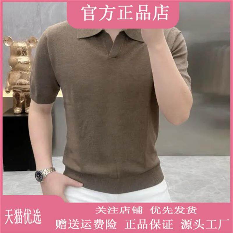 千里马轻奢新款高档翻领针织a短袖T恤POLO衫男夏季时尚简约半袖潮