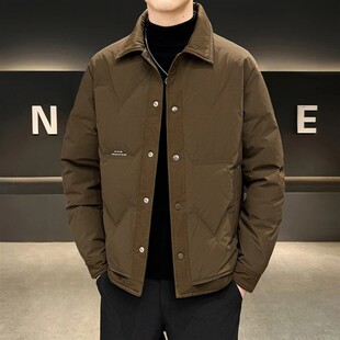九黎世集服饰冬季潮流加厚羽服男短款户外工装保暖衬衫领外套上衣