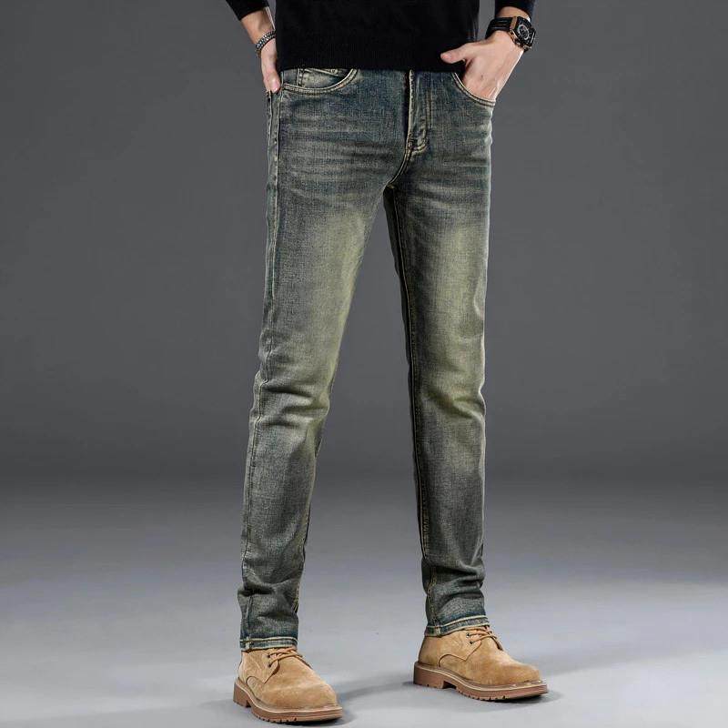 界西男装铺秋冬新款男士复古弹力修身直筒高棉舒适重工水洗牛仔裤,男装,牛仔裤,淘宝优惠券,粉丝福利购,淘宝优惠卷