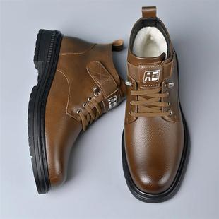 歆之羡商贸商行马丁靴男加绒保暖软皮加厚男士高筒棉皮靴工装靴