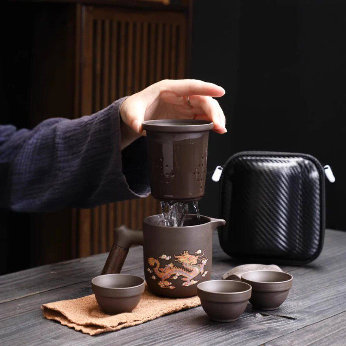 2问界臻选紫砂凤鸣壶户大容量泡茶壶旅行整套装功夫茶具茶盘套装