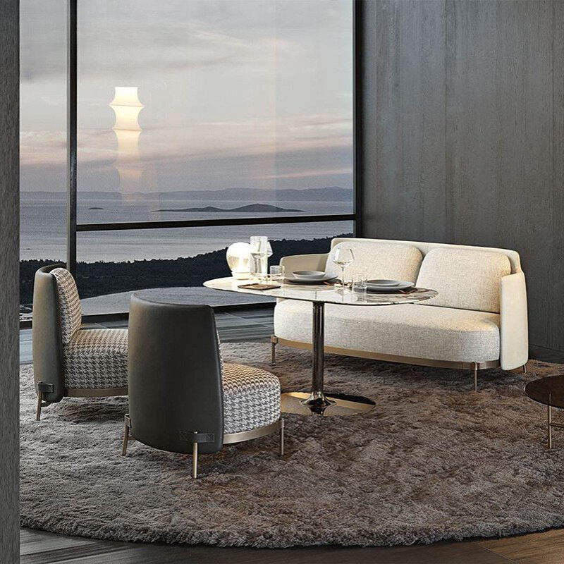 轻奢客厅单人沙发椅商务办公休闲售楼处接待会客洽谈沙发组合