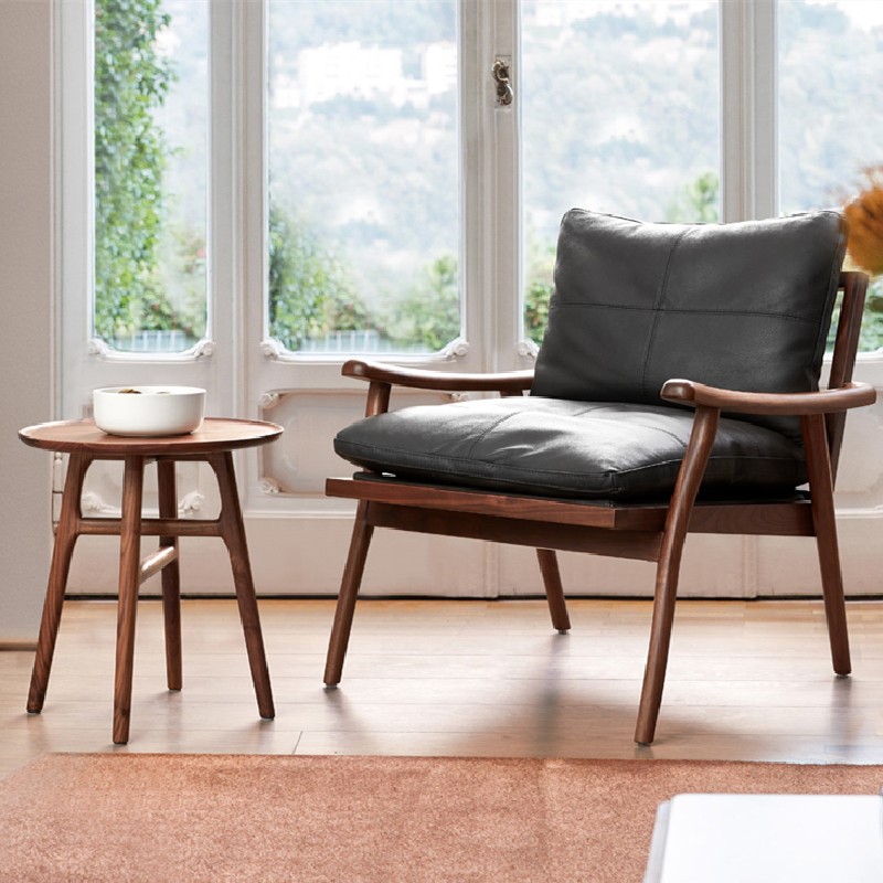 ?设计师北欧全实木圆几家用客厅阳台小户型原木边几艺术轻奢床头