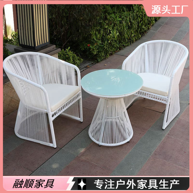 户外庭院藤椅三五件套组合室外简约现代度假区单椅茶几阳台藤桌椅