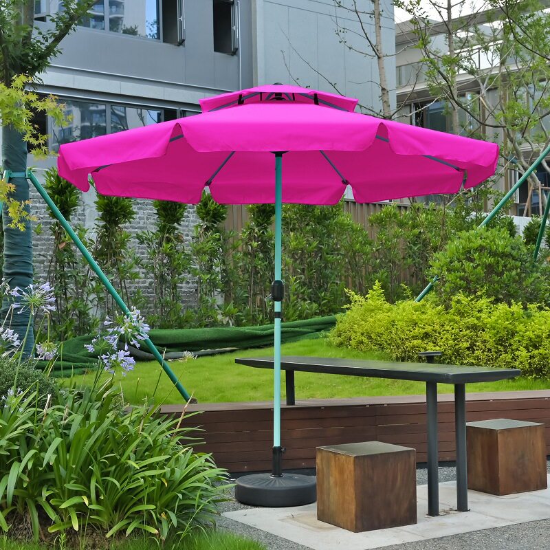 荷叶伞面湖蓝伞杆户外伞庭院伞遮阳防雨伞中柱伞太阳伞室外沙滩伞