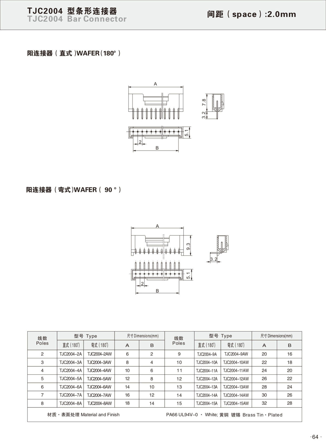 CWB合兴TJC2004-10AW连接器11AW弯针12AW焊板13AW带锁接插件2.0mm