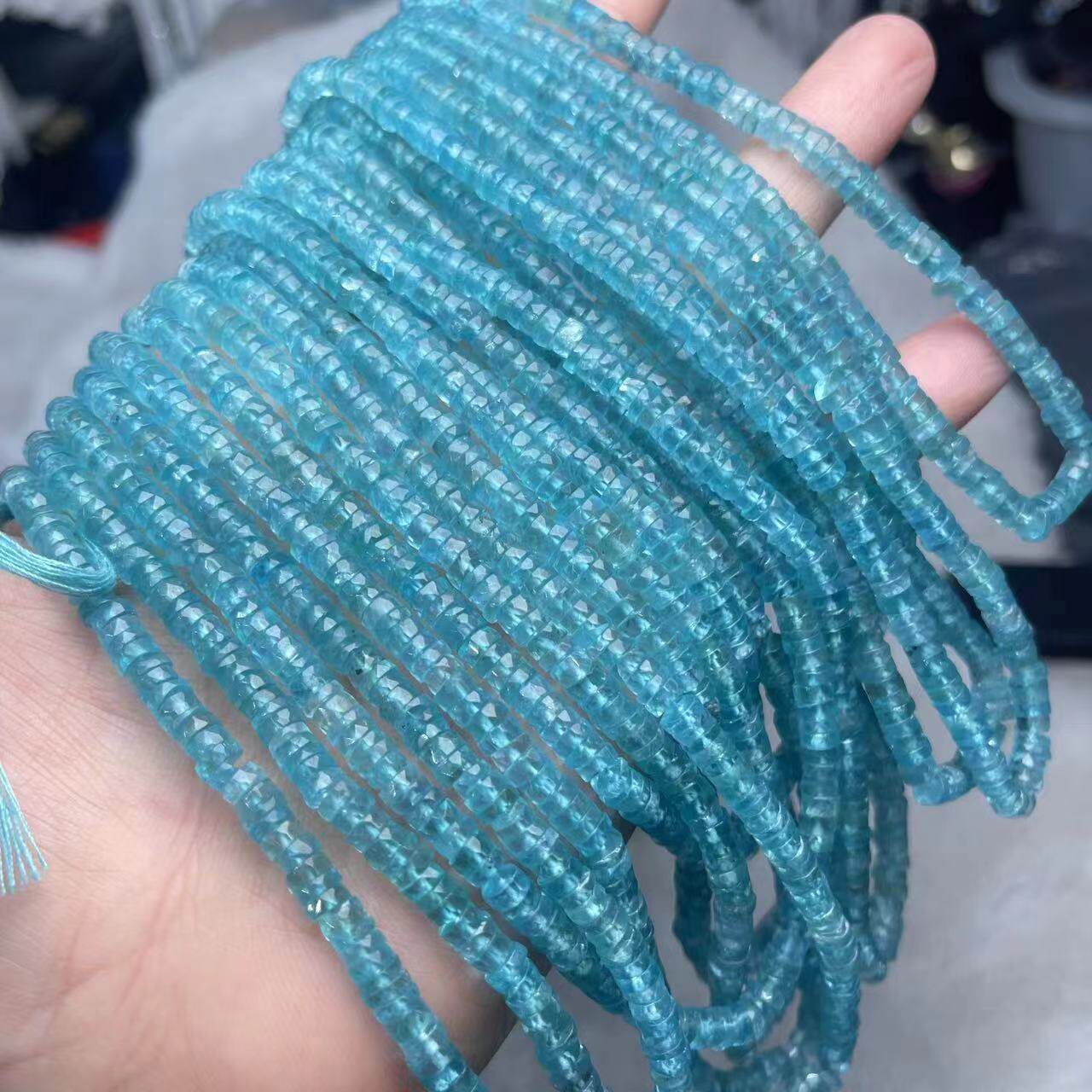 天然透体磷灰石扣片海西片盘珠半成品散珠DIY手工饰品配件直销