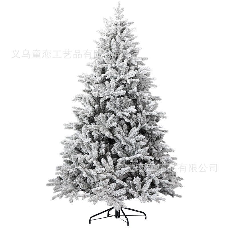 义乌童恋工艺品白色喷雪植绒圣诞树装饰加密1.5米1.8米2.1米摆件