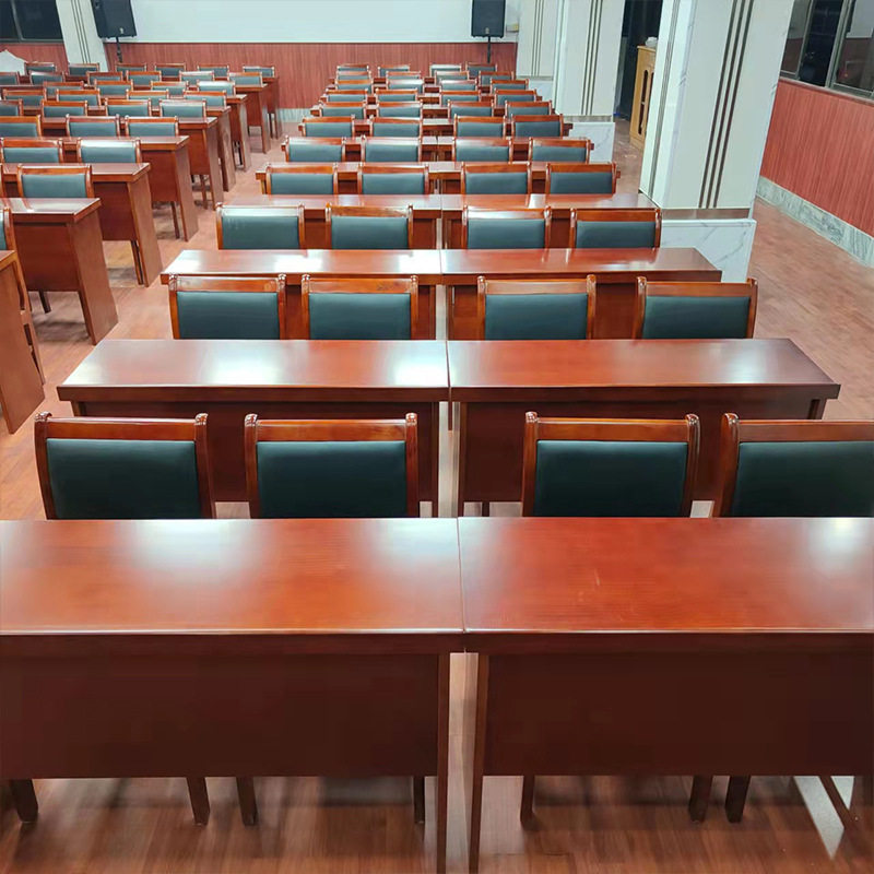 双人会议桌椅组合油漆会议室条桌实木贴皮长条桌培训条形桌组合