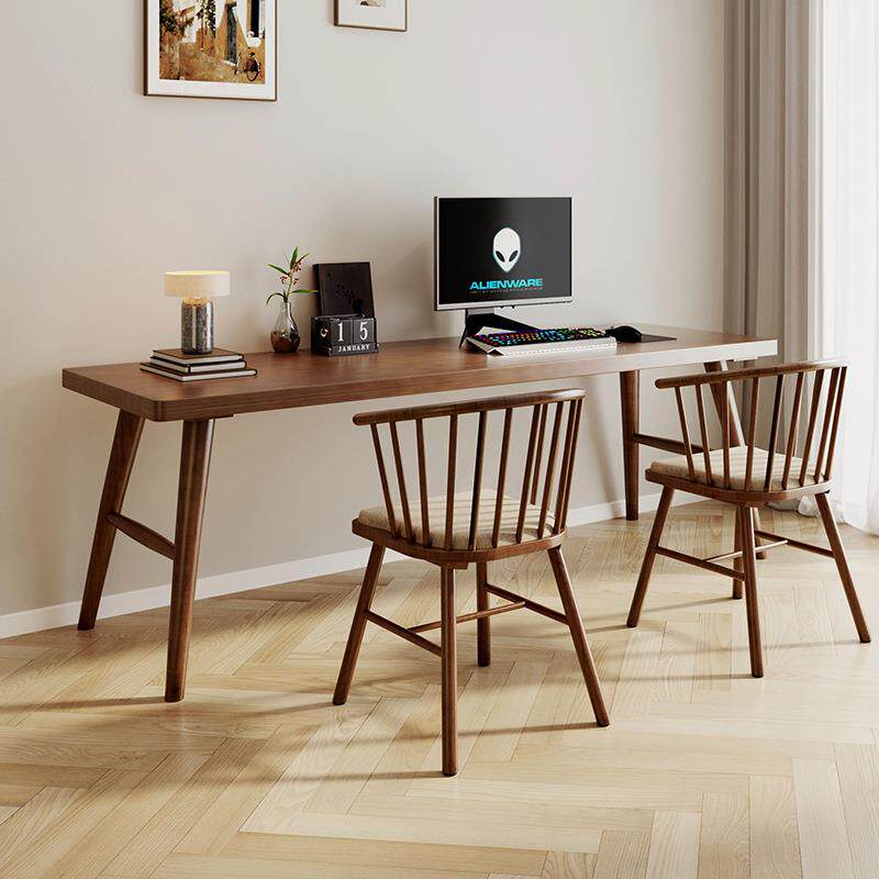 北欧全实木卧室台式电脑桌书桌简约现代办公桌家用长方形桌写字台