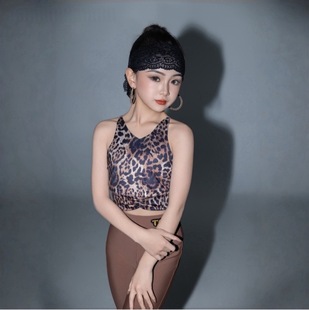 装 原创设计动物城小野豹专业拉丁舞练功服分体裤 豹纹个性 TOP新品