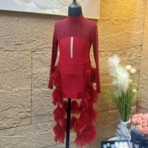 TOP新品元旦新年高定设计师表演花服专业拉丁舞练功表演训练套装