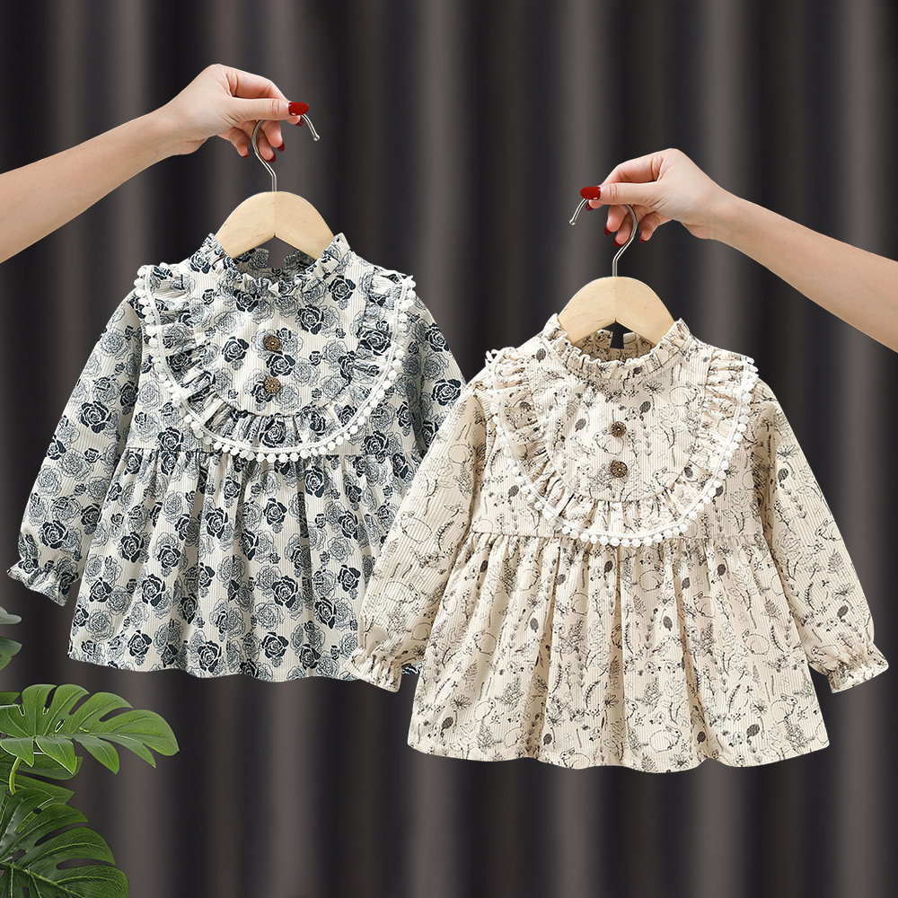 公主风灯芯绒防水防脏儿童罩衣