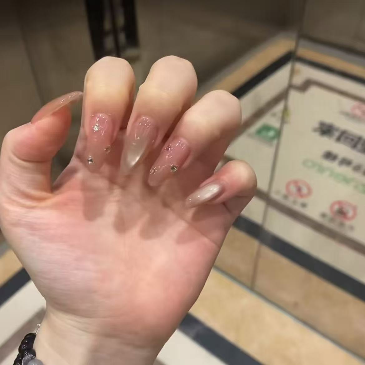 裸门永存~纯手工冰透纯欲嬛嬛同款裸色甘露寺美甲穿戴甲简约气质