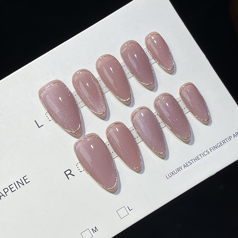 极简纯欲超仙氛围感纯手工穿戴甲粉色猫眼高级感可拆卸美甲甲片