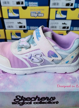 s斯凯奇童鞋夏季女童运动鞋透气防滑魔术贴休闲鞋303021N