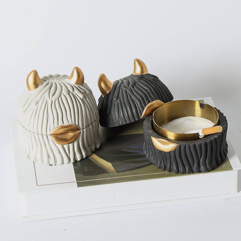 轻奢烟灰缸带盖简约时尚个性创意防飞灰办公咖啡厅桌面装饰烟具