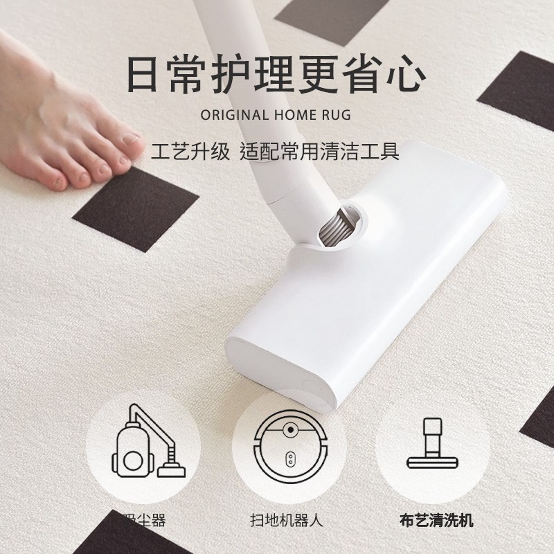 地毯客厅2025新款轻奢高级黑白格子免洗可擦卧室床边沙发茶几地垫