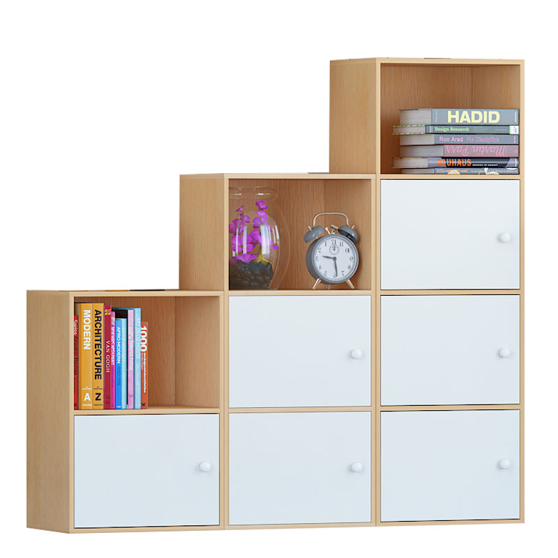 加大欧式三层带门柜子储物柜简易书柜书架落地置物柜自由组合收纳