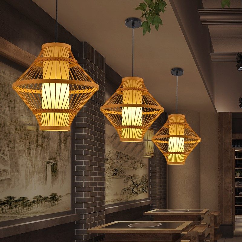 日式竹编灯笼复古民宿大排档茶室火锅店农庄客栈竹艺餐厅创意吊灯,家装灯饰光源,客厅吊灯,淘宝优惠券,粉丝福利购,淘宝优惠卷