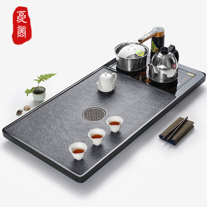 金灶茶盘套装全自动一体家用简约石头茶台烧水壶电磁炉乌金石茶海